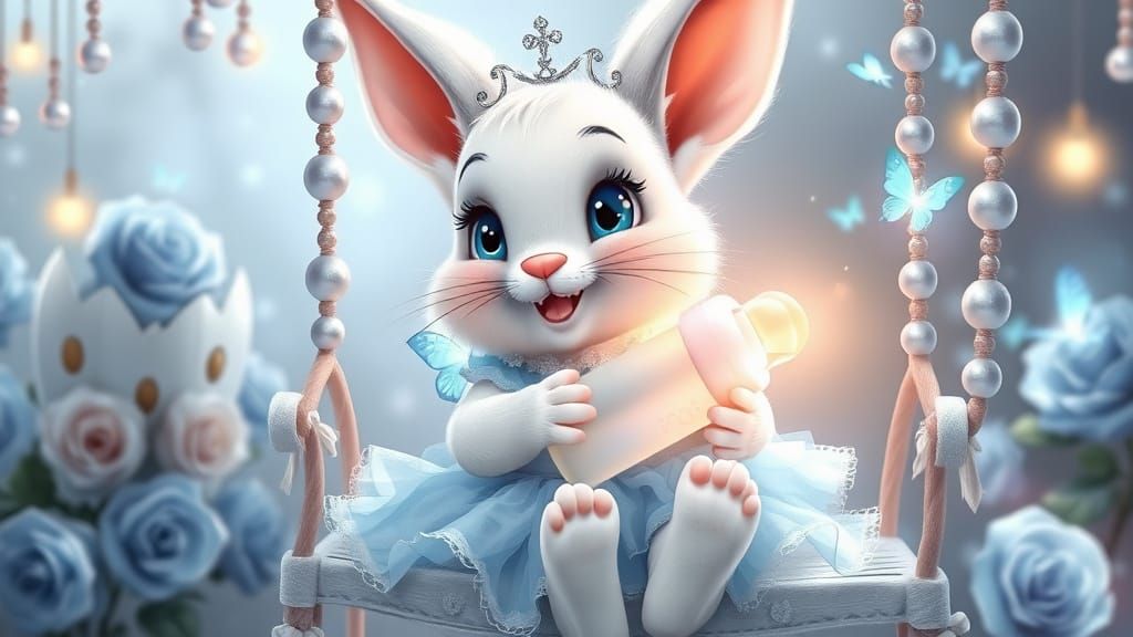 Cute Bunny Princess in Fairytale Garden