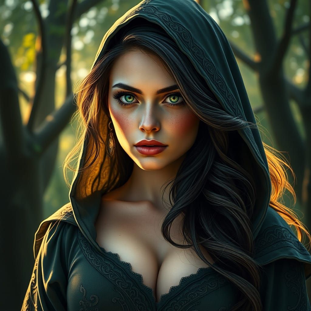 Enchanted Celtic Sorceress in a Rich, Matte Painting Style