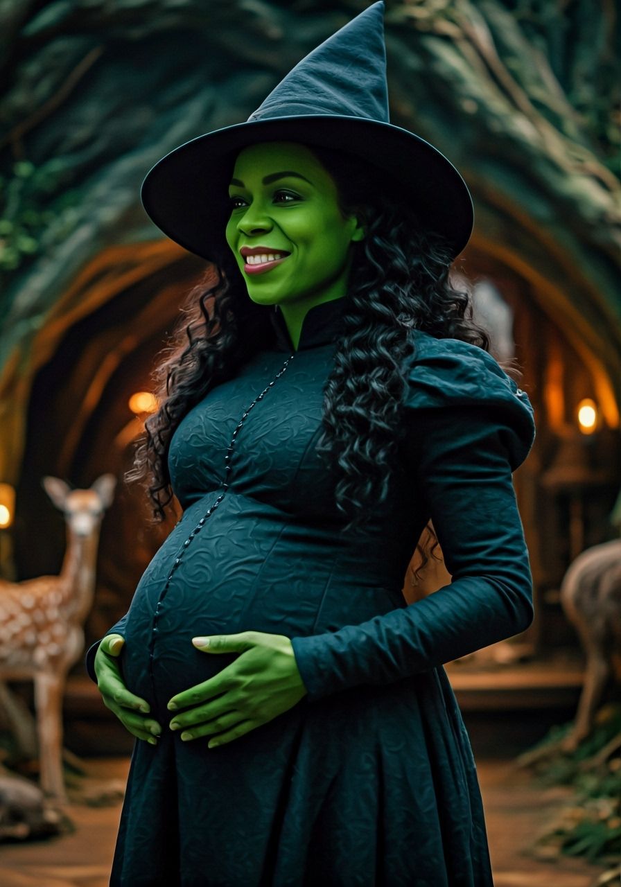 Pregnant Elphaba in Forest Cave with Animals