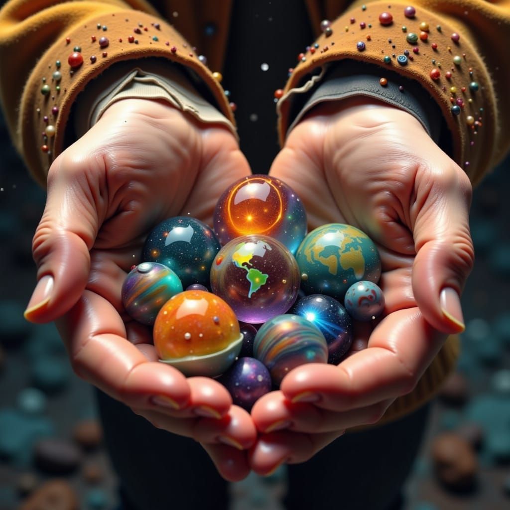 Planetary Marbles in Pixar-Inspired 3D Art