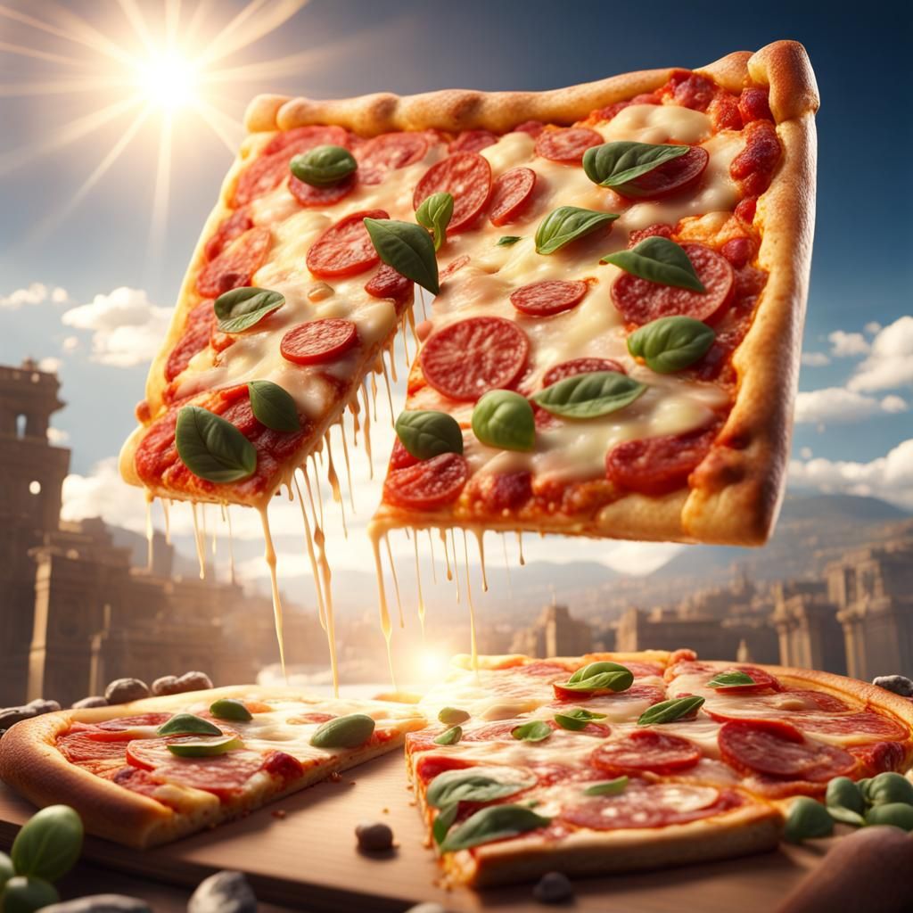 Square Pizza Basking in Sunrays - Epic Digital Matte Paintin...