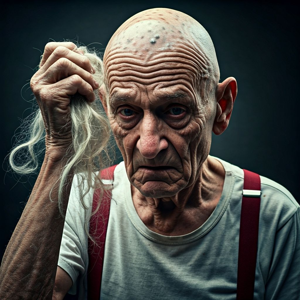 Disturbing Portrait of an Old Man with White Hair
