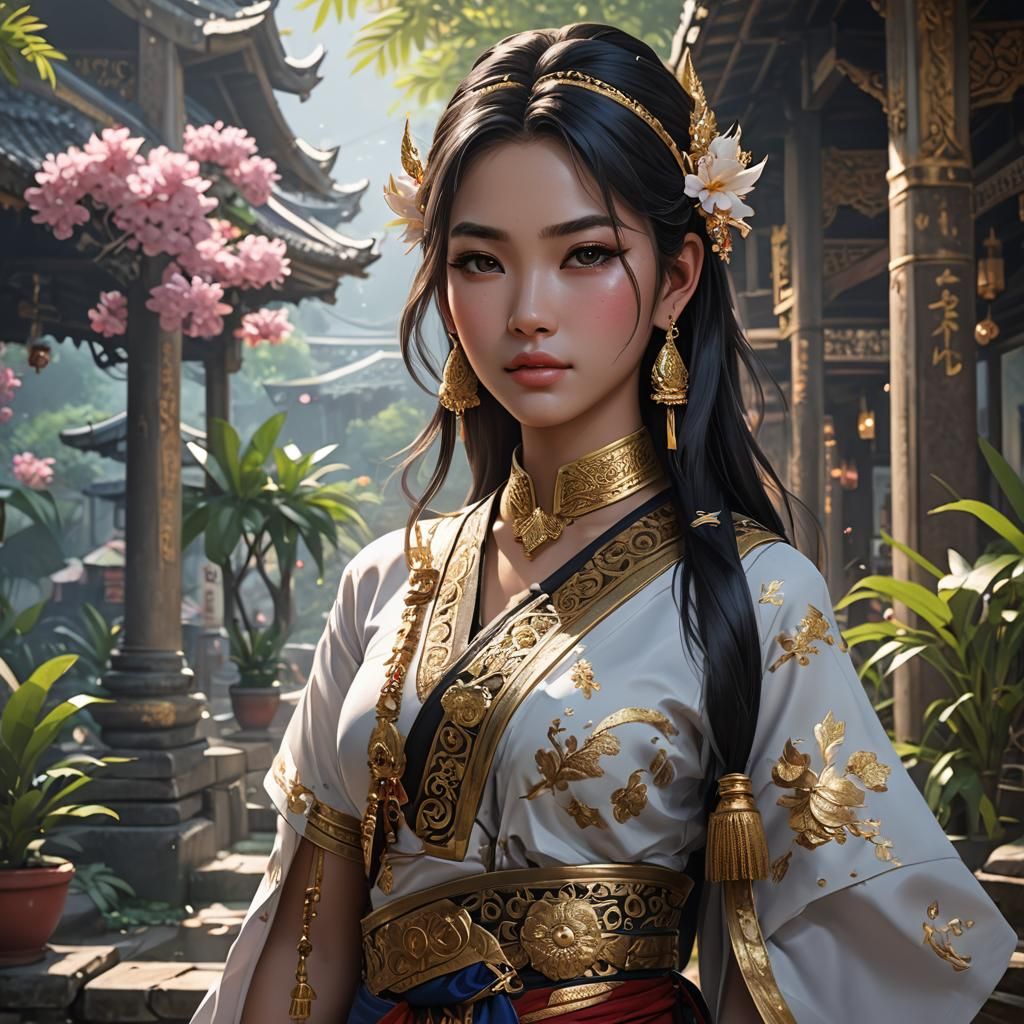 Beautiful Thailand Girl in 3D Anime Style