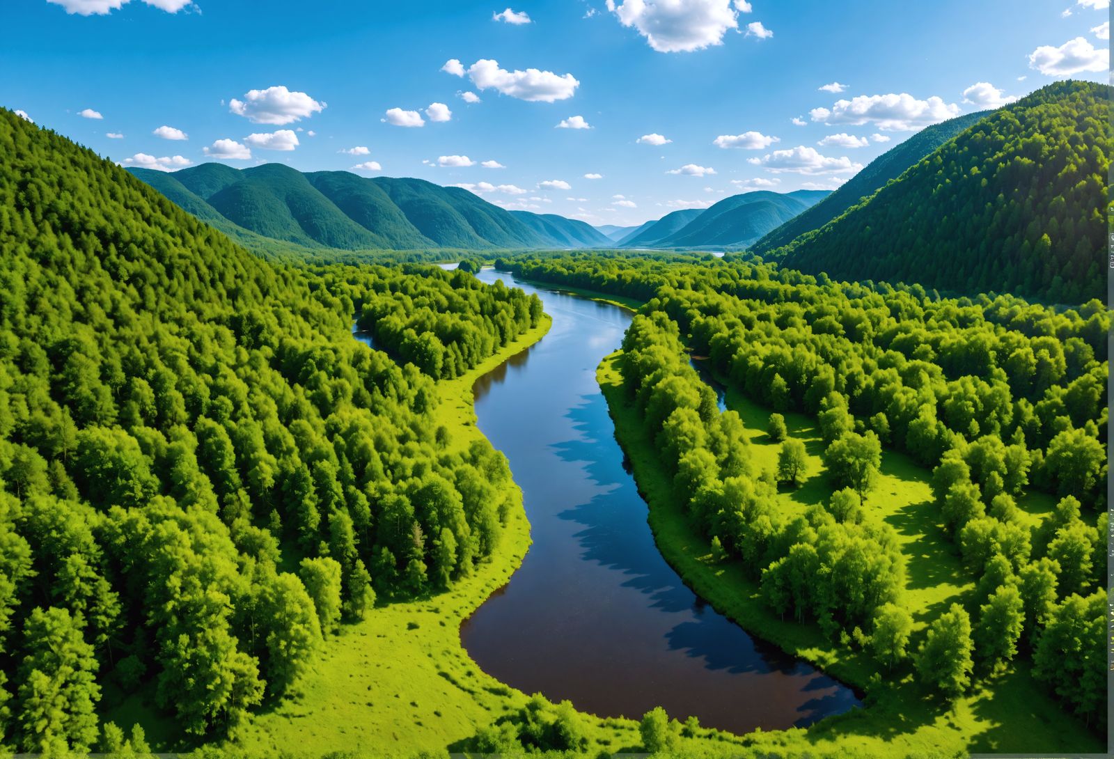 Aerial View of Forest River in Hyperrealism