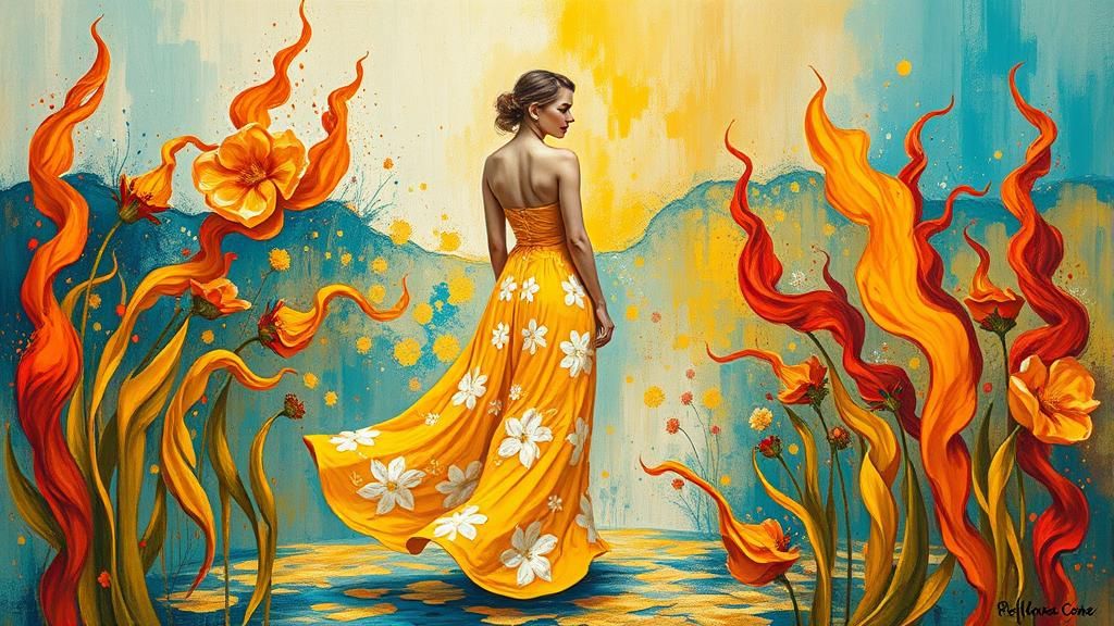 Woman in Yellow Dress, Neo-Impressionist Style