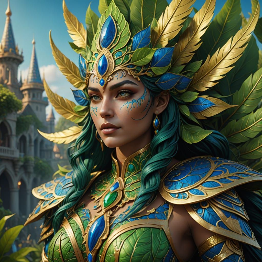 Intricate Celery Leaf Carnival Costume in Fantasy Style