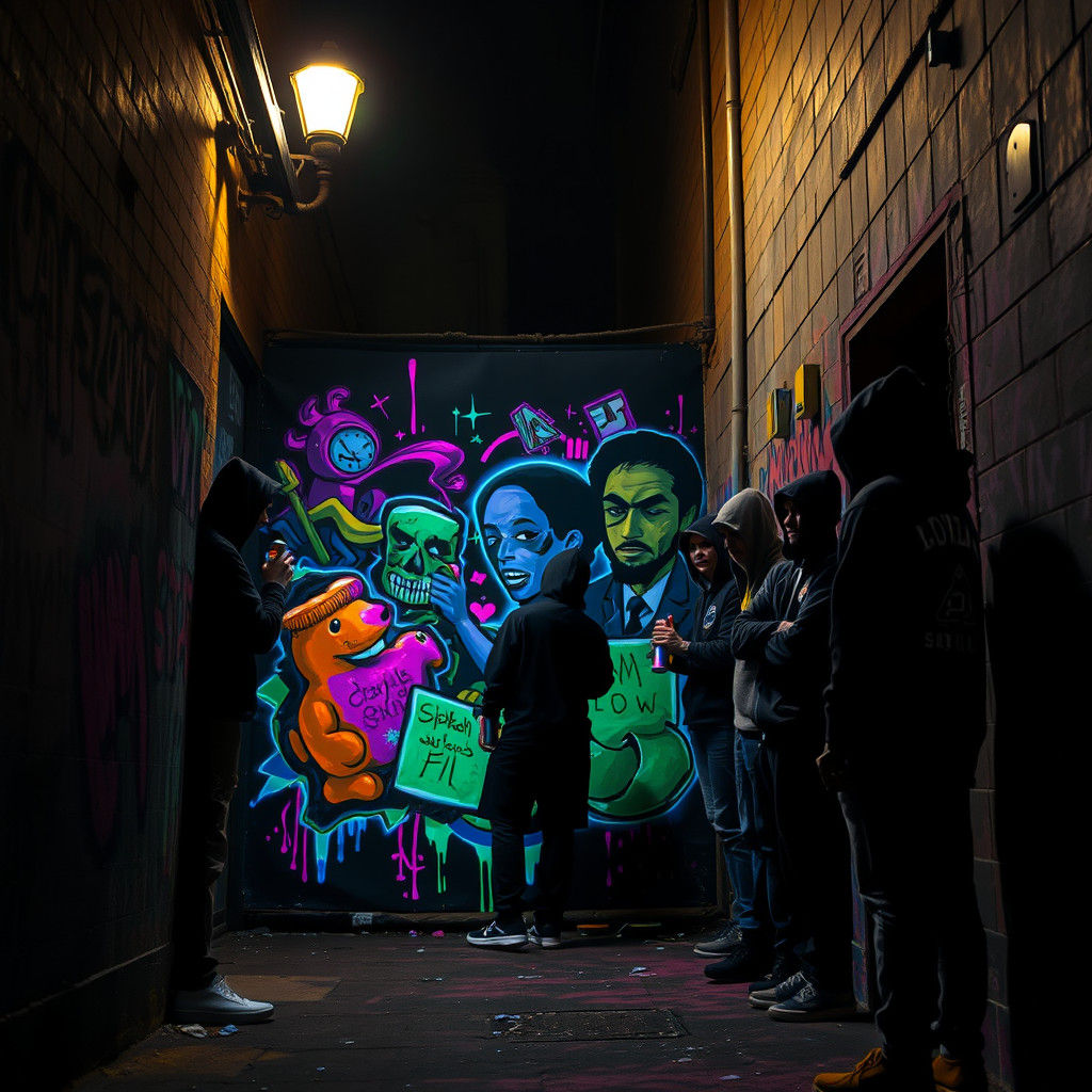 Street Artists Create Neon Mural for Social Cause