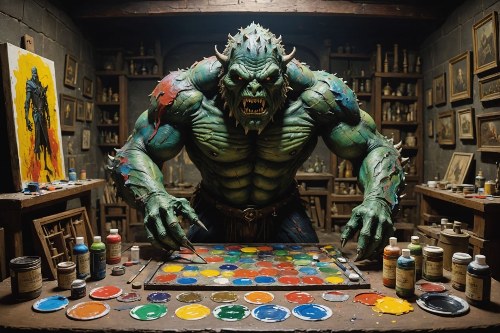 Gothic Monster Painting in Dungeon Room