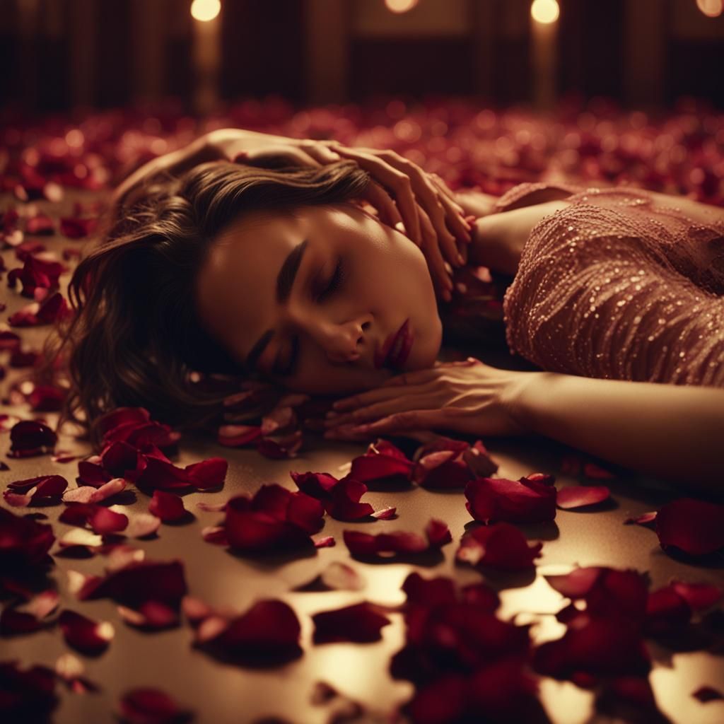 Hauntingly Beautiful Girl in Dimly Lit Ballroom