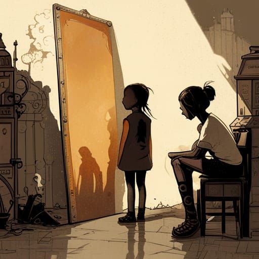 Childhood Reflection in Hyperrealistic Digital Art