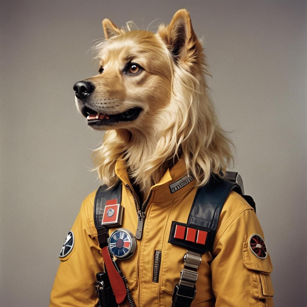 Canine Star Wars Pilot in 1970s Style