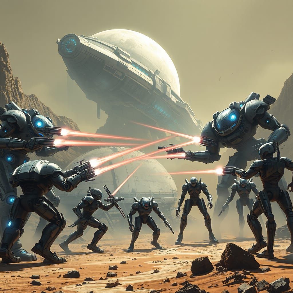 Robots Versus Cyborgs on Alien Moon