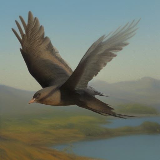 Bird in Flight Oil Painting