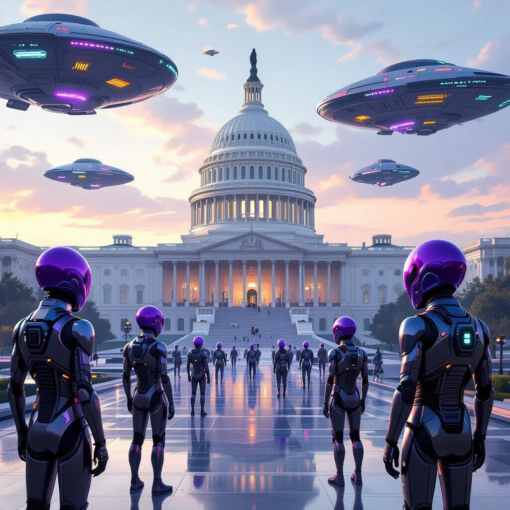 Futuristic Congress Probed by Aliens in Neon-Lit D.C.