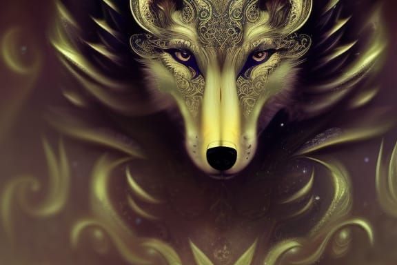 Detailed Fantasy Wolf Digital Painting