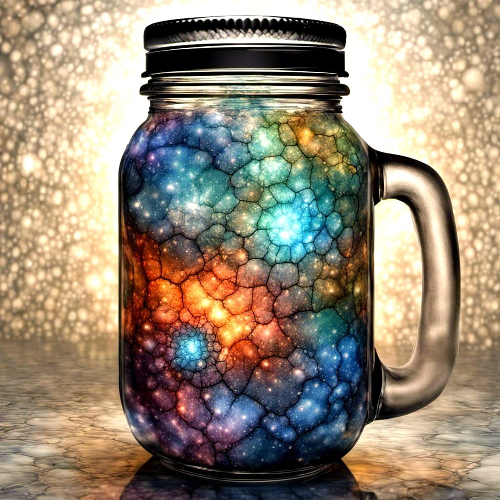 Exploding Mason Jar Nebula Spill Surreal Art