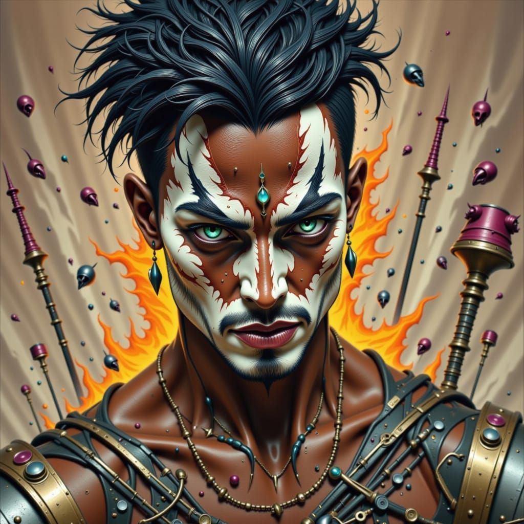 Armored Warrior in Dystopian Landscape, Concept Art