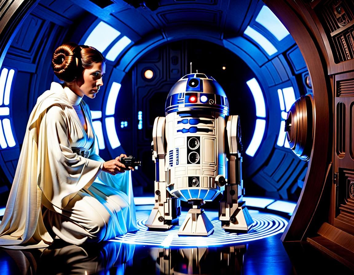 R2-D2 Projecting Princess Leia Hologram on Tatooine