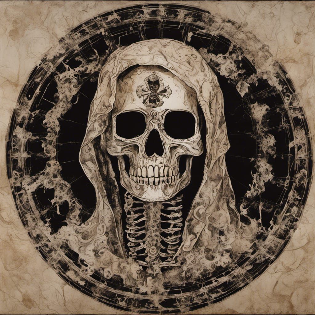 Santa Muerte Sugar Skull in Chemigram Style