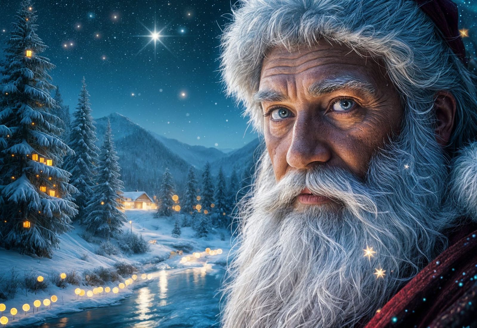 Santa Claus Portrait in Psychedelic Acrylic Art