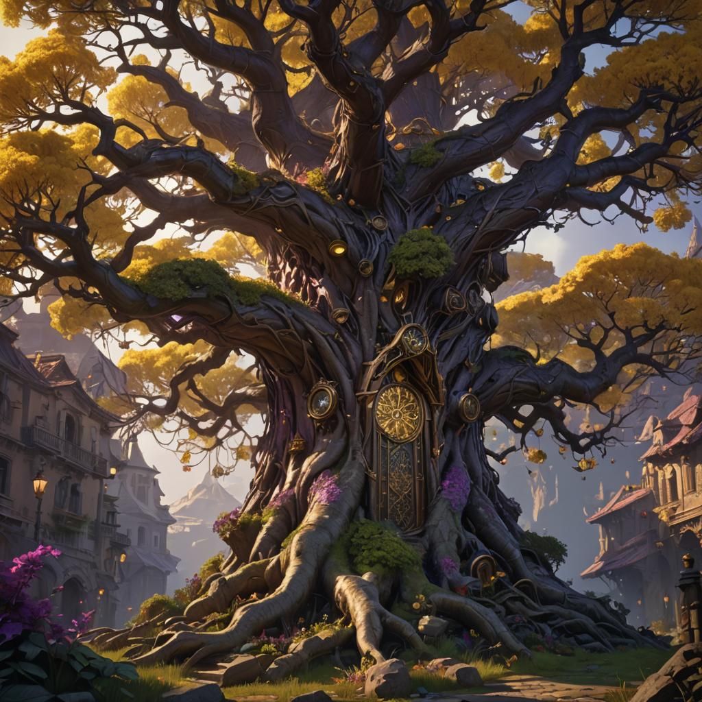 Enchanted Tree Haven in Dark Fantasy Style