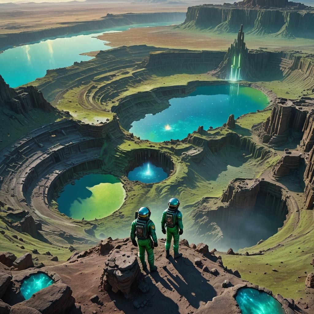 Astronaut Overlooking Ancient Ruins on Mercury