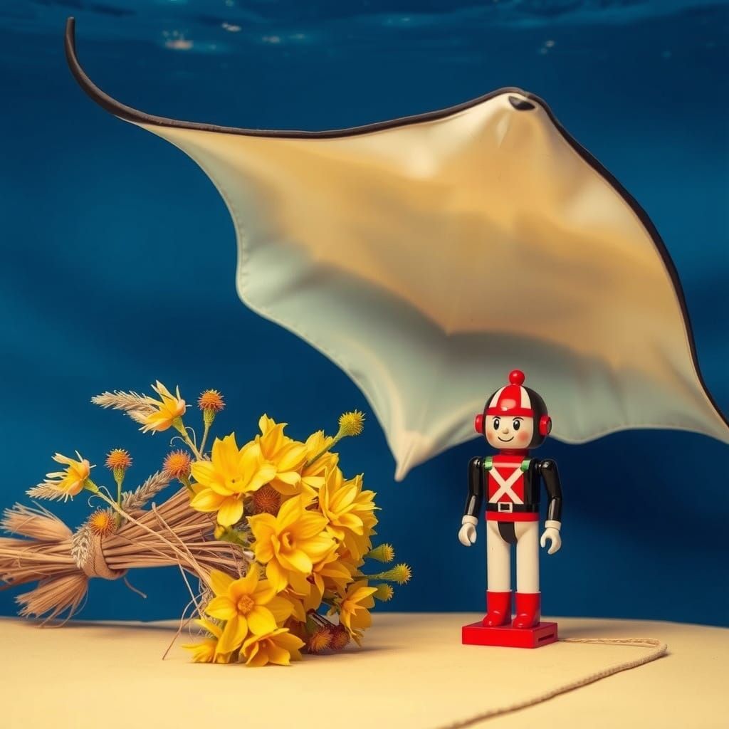 Collage with manta ray