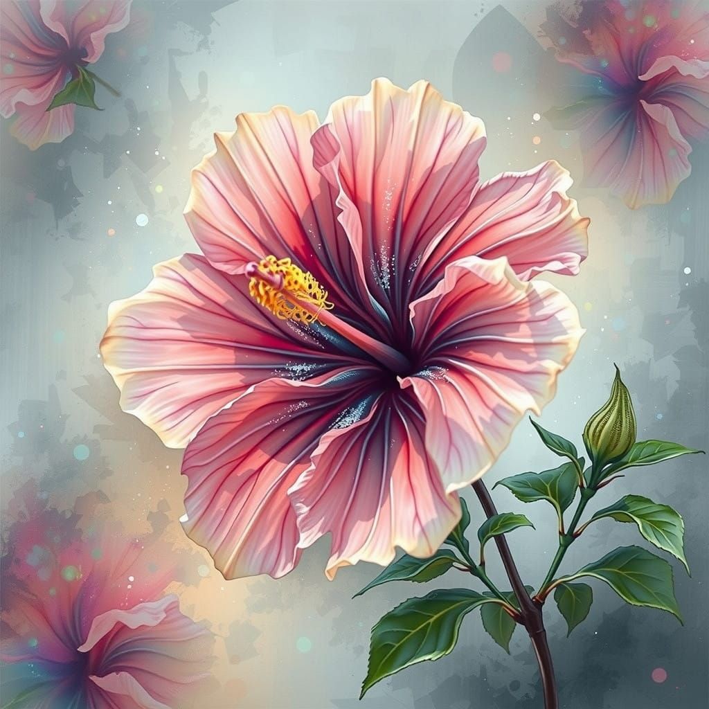 Stylized Hibiscus Flower in Digital Fantasy Art