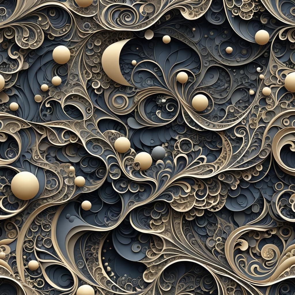 Abstract Vector Fractal of a Moonlight Night