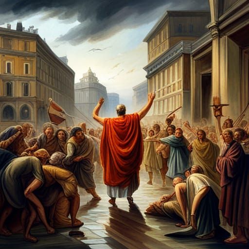 Apostle Paul Preaching in Rome: Impressionistic Watercolor