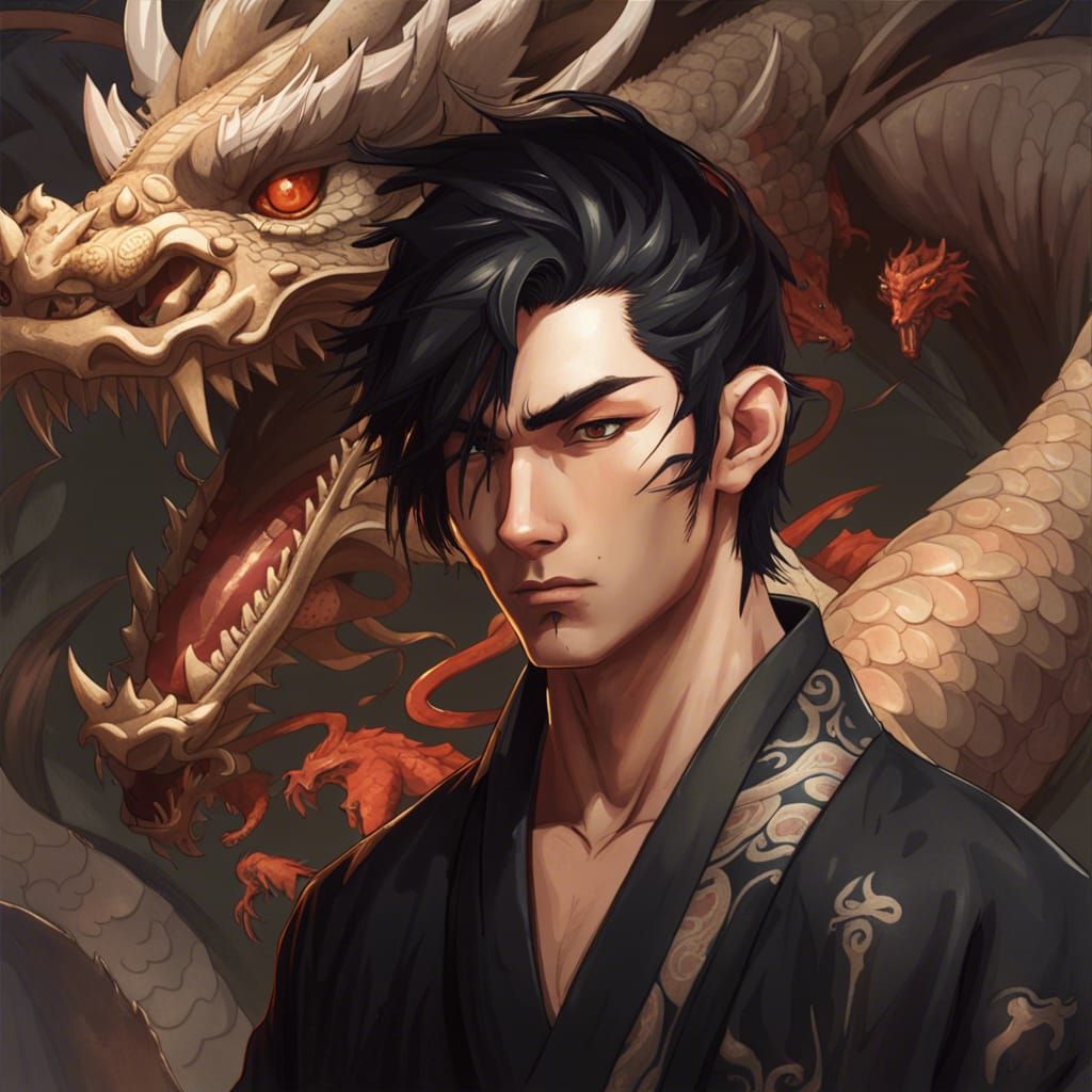 Dragon Tattoo Portrait in Hyperdetailed Digital Art