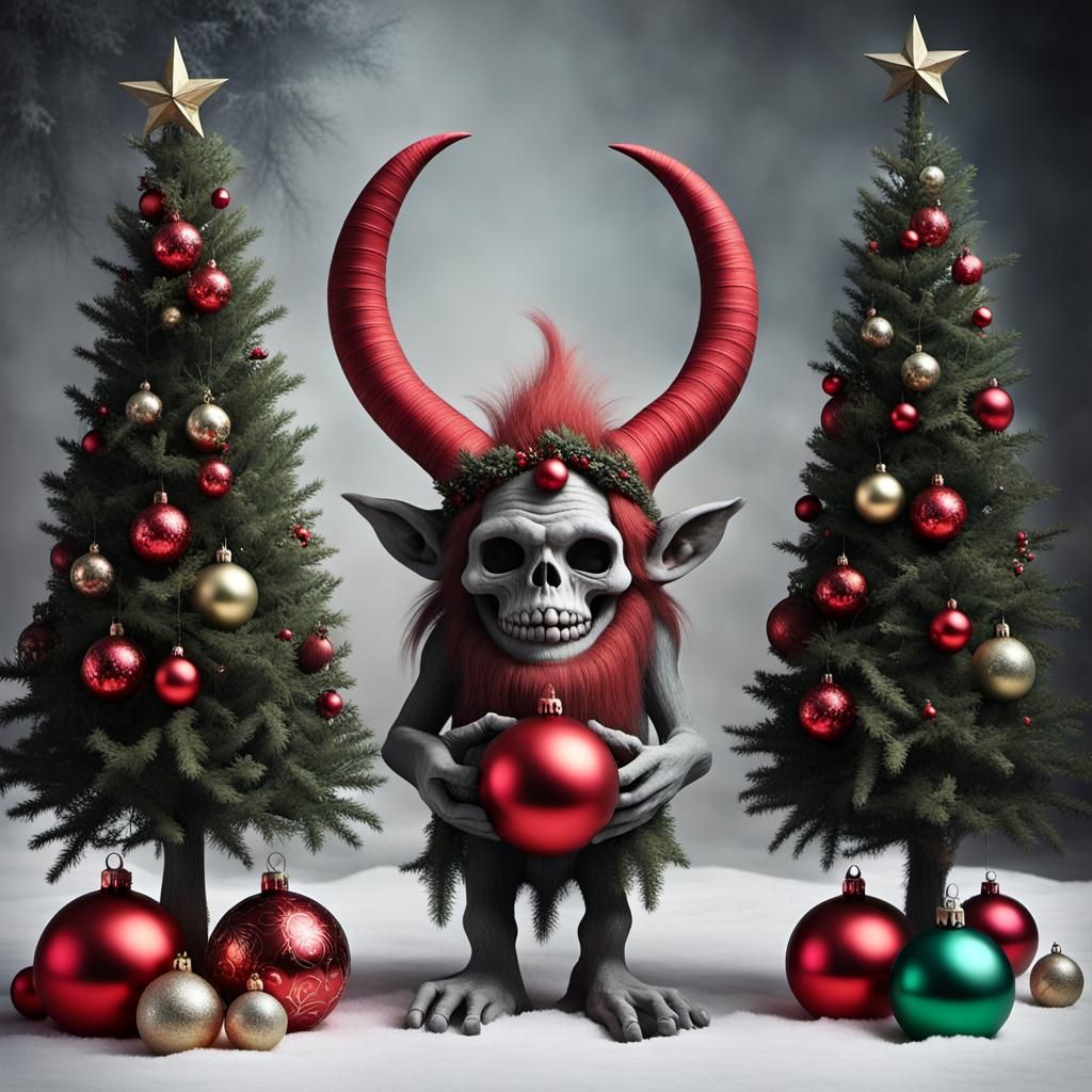 Festive Troll with Christmas Tree Horns