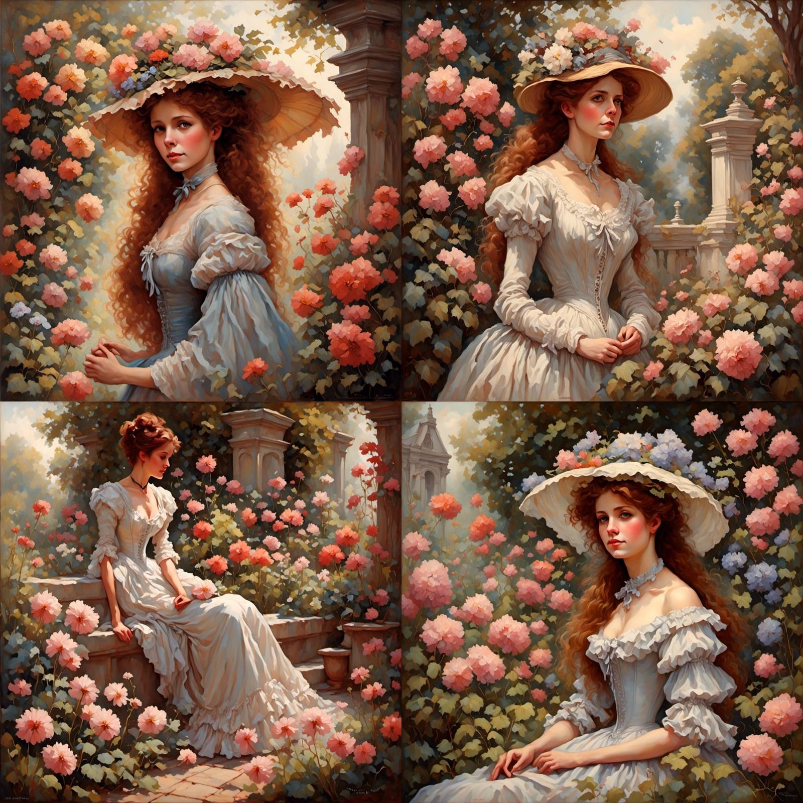 Ultradetailed Beautiful Victorian lady, detailed background <lora:EnigmaticGarden1:1.0>