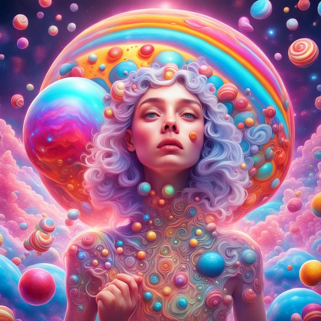 Cosmic Candyland: Holographic Digital Illustration