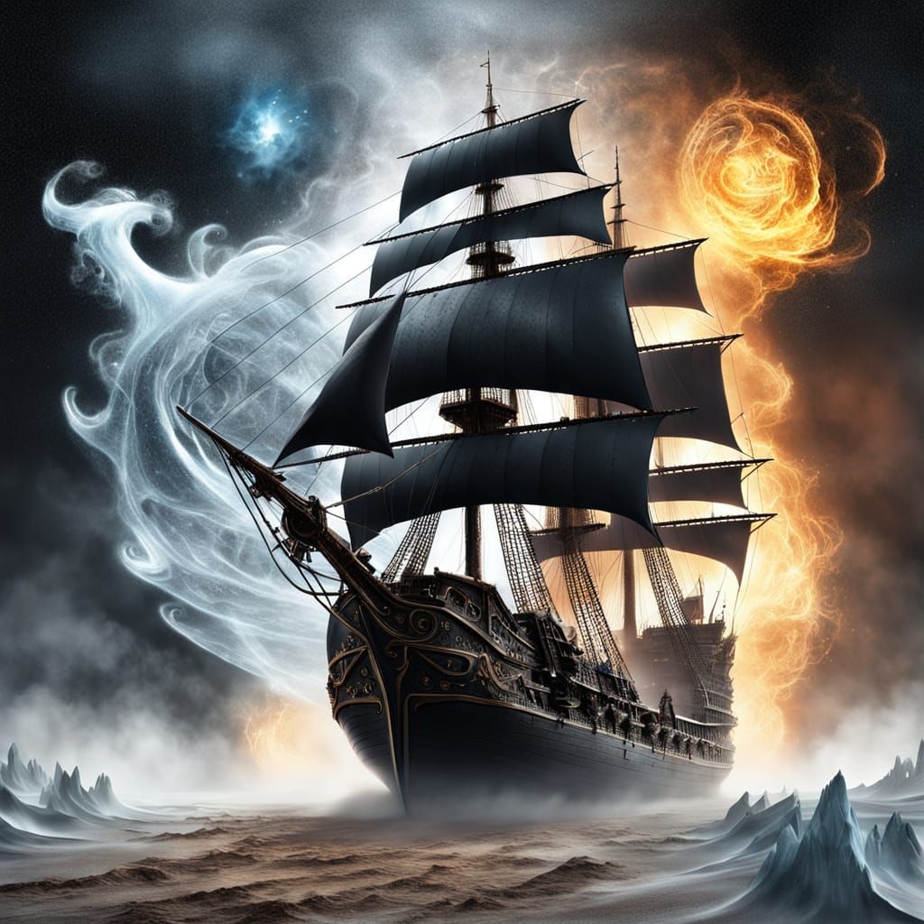 Legendary Pirate of Stars and Smoke in Abstract Art