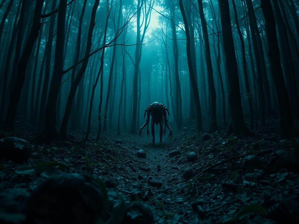 Nightmare Creature in Dark Forest: Horror in 4K
