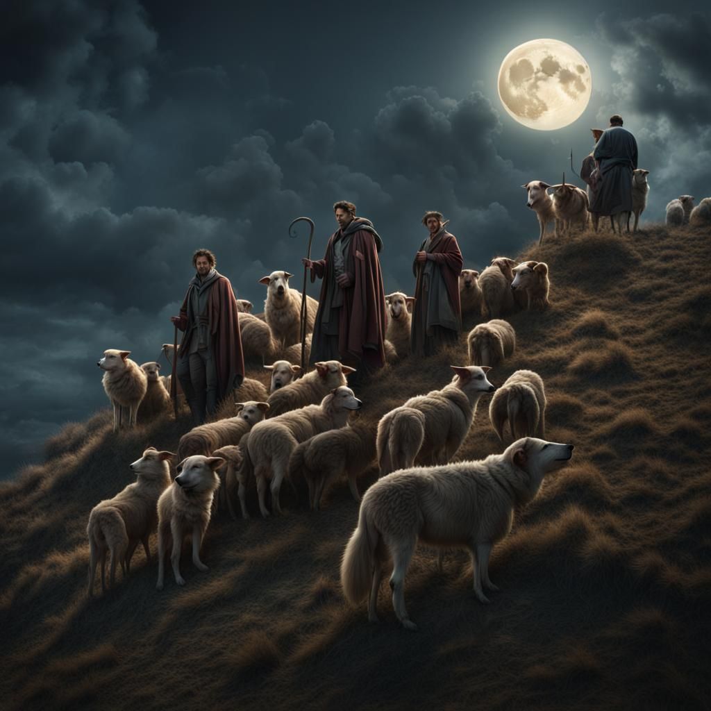 Shepherds Under Moonlight: Epic Digital Matte Painting