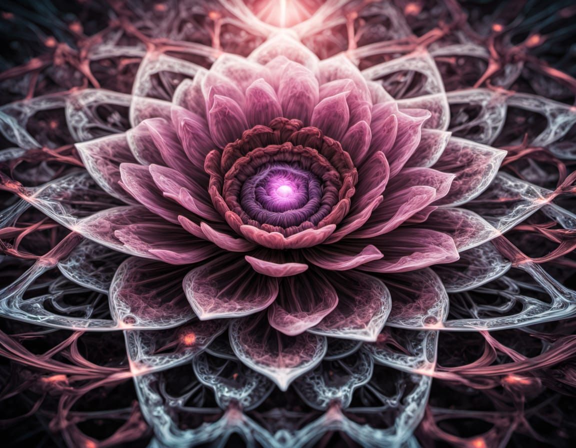 Vibrant Alien Bloom in a Web of Light