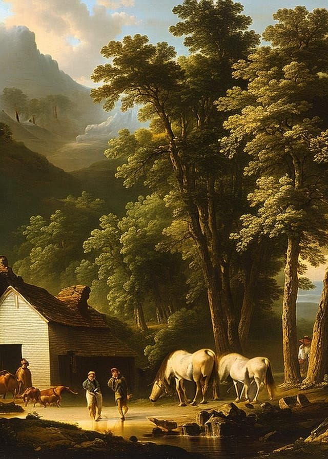 Asher Brown Durand Style Landscape Painting