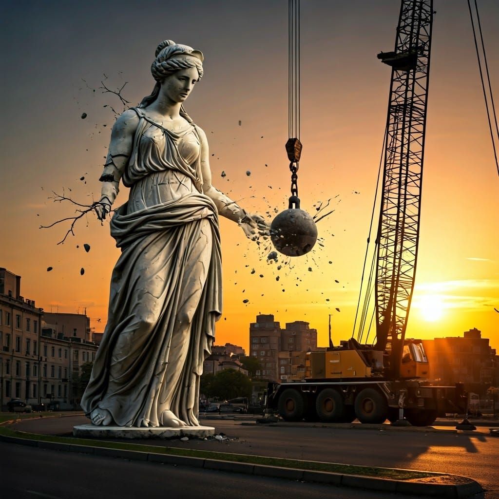 A Majestic Marble Sculpture on the Brink of Destruction