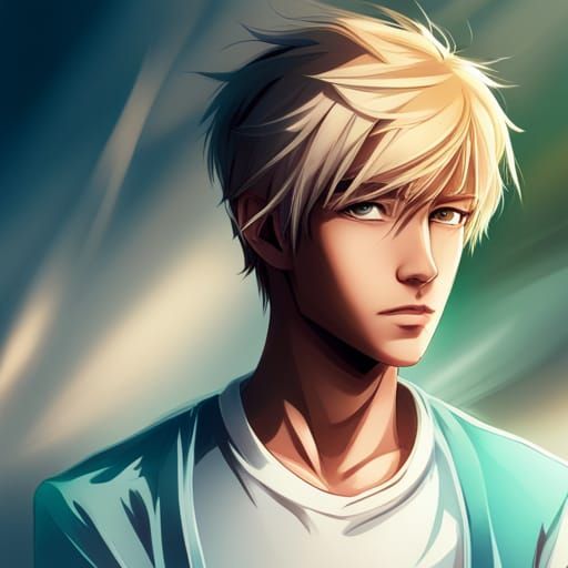 Blond Anime Boy in Hyperrealistic Manga Style