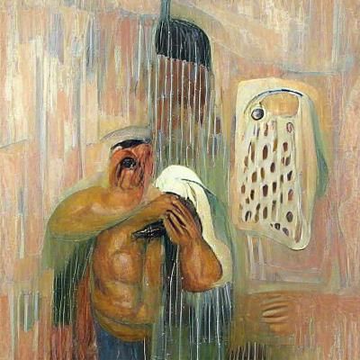 Man Crying in Shower: Emotional Portrait