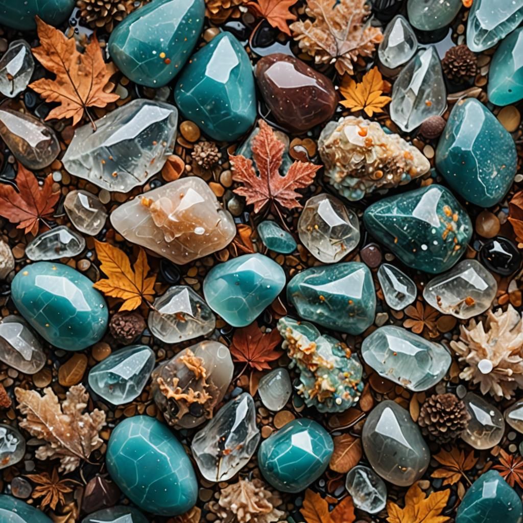 Autumn Quartz Rock Formation in Stormy Sea
