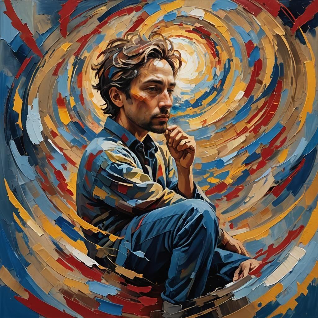 Expressive Self-Portrait Amidst Emotional Storm