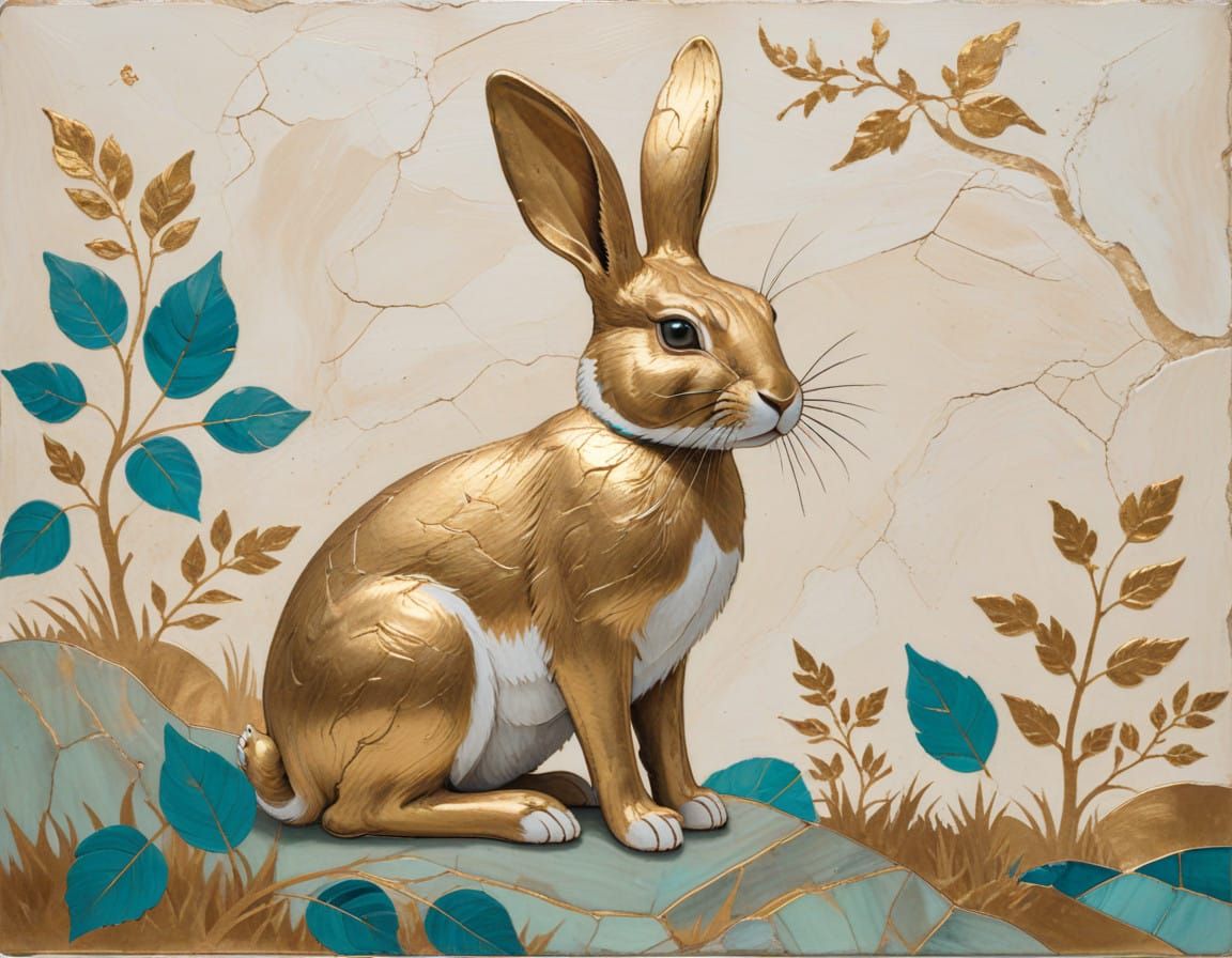Golden Rabbit in Sunset Splendor