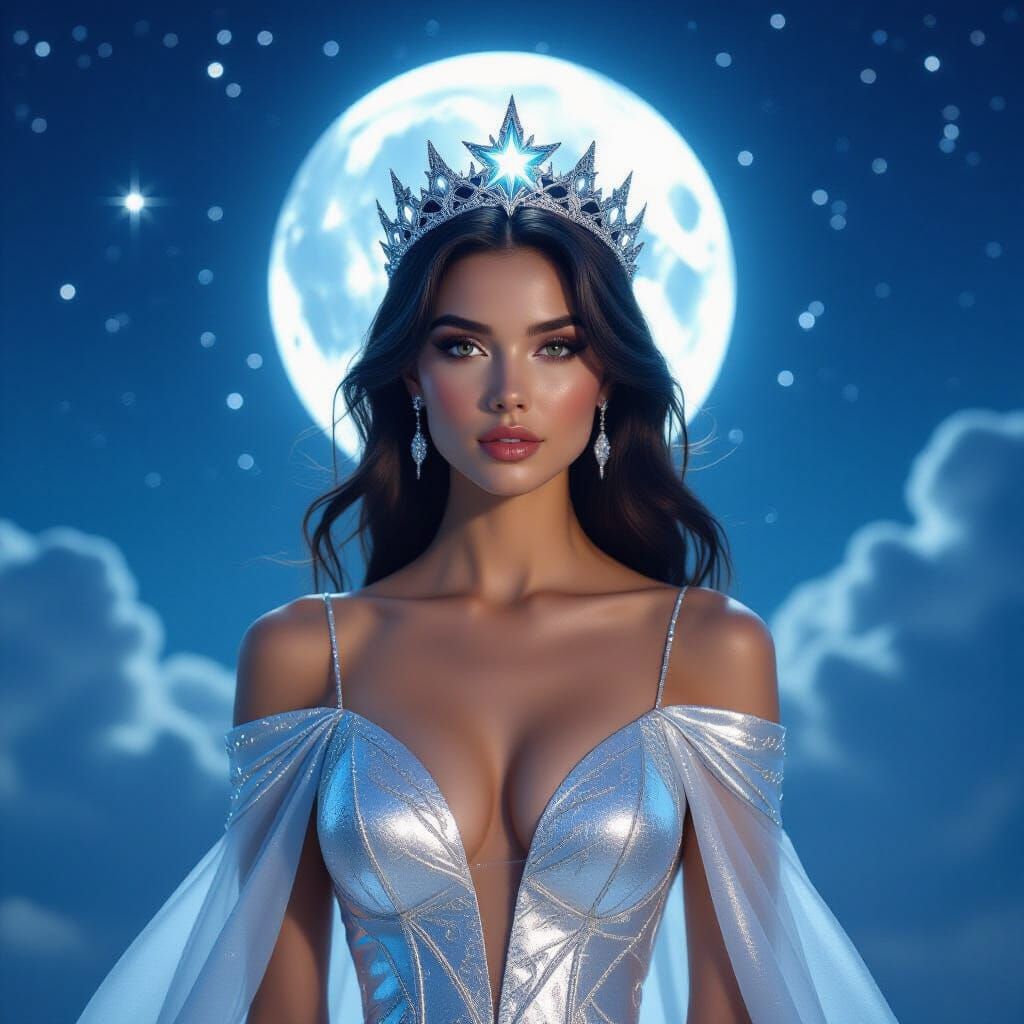 Mysterious Moon Queen in Hyper-Realistic Portrait
