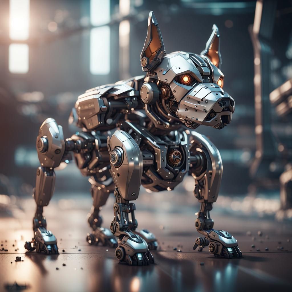 Futuristic Cyborg Pet Dog in Sci-Fi Style