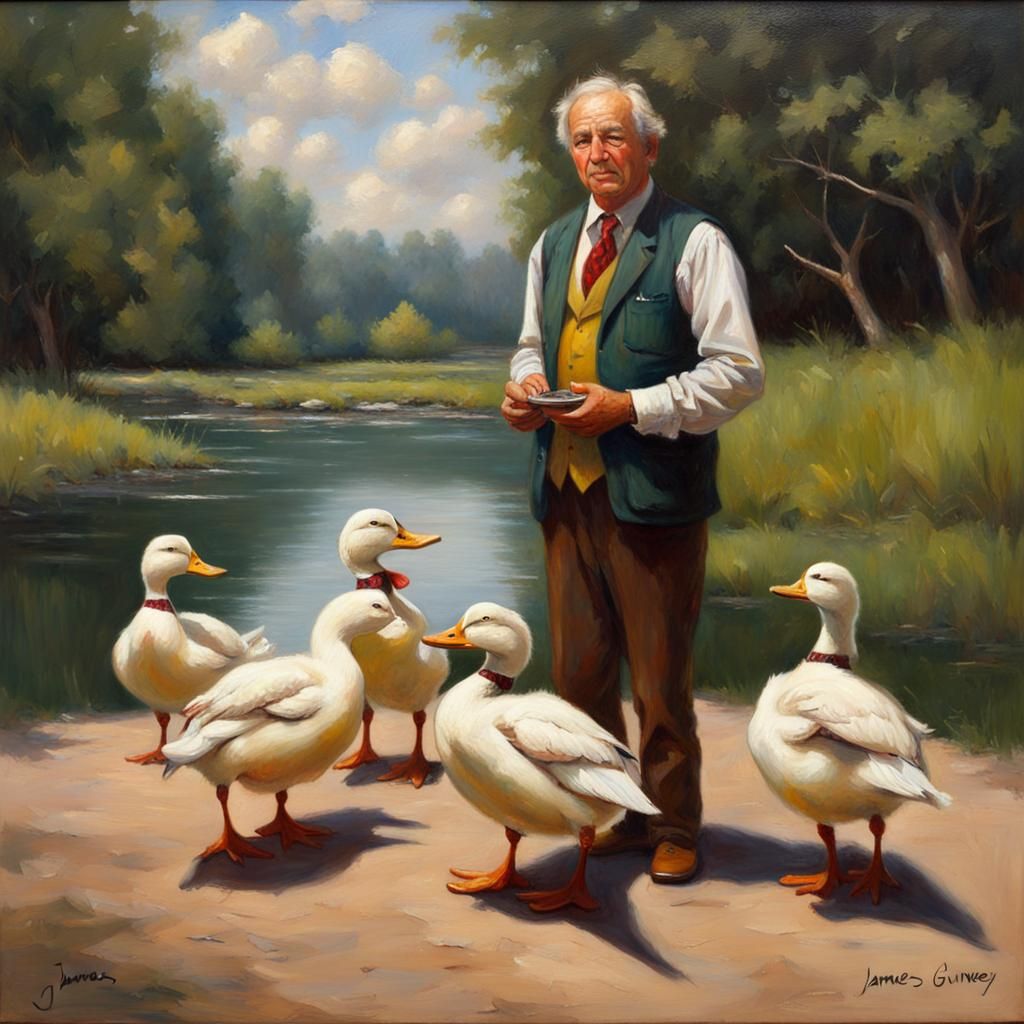 Duck Teacher in Oil Painting Style