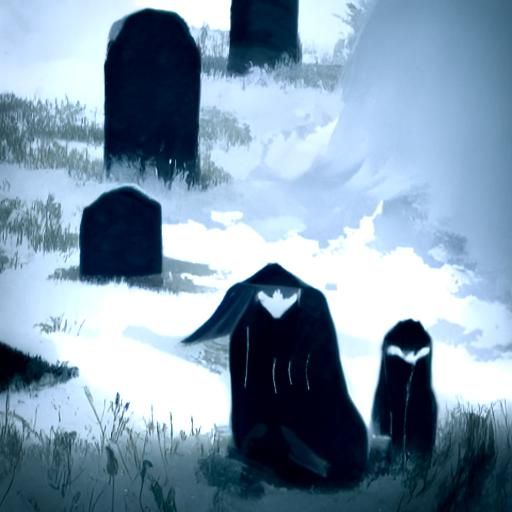 Ethereal Ghosts Mourning in a Graveyard