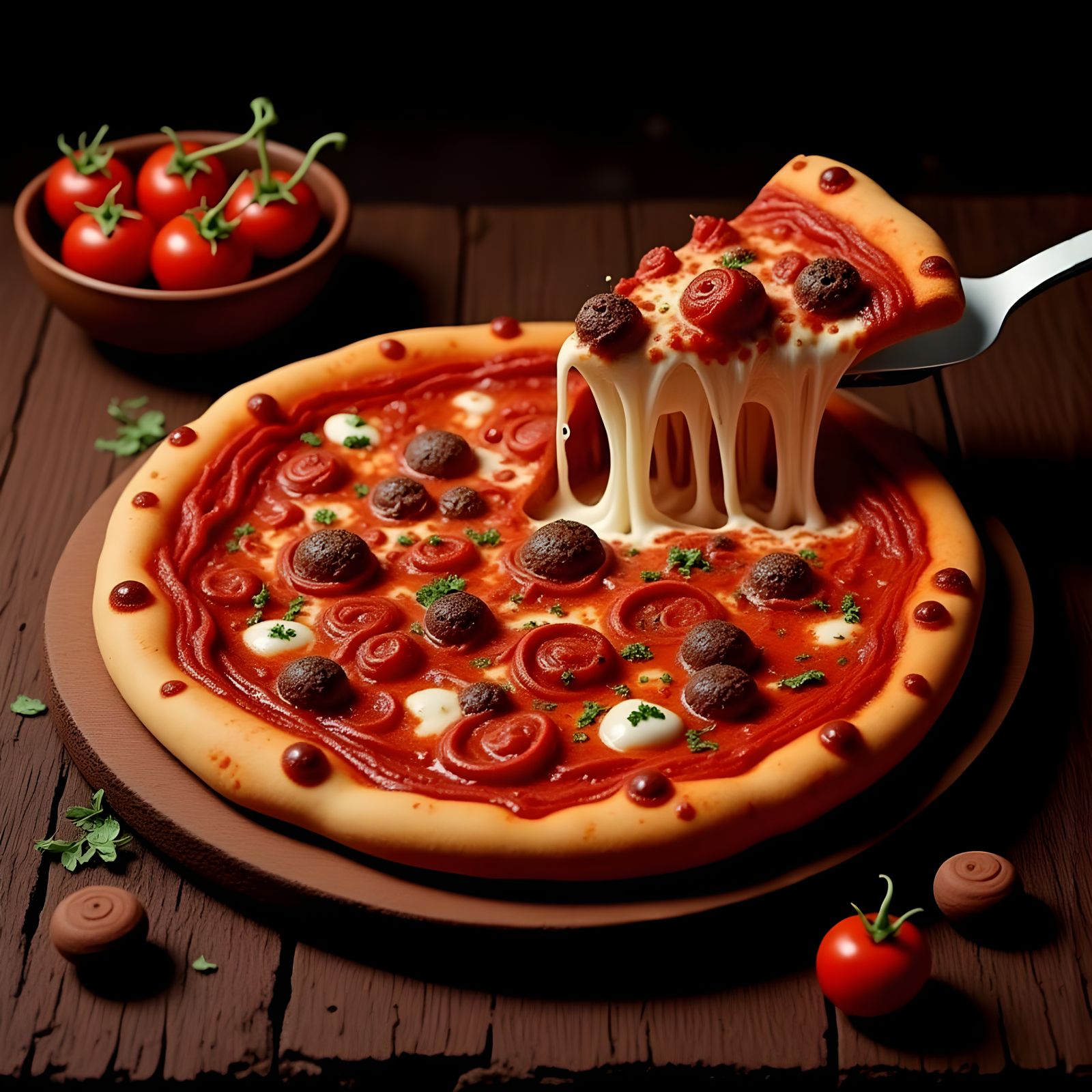 Delicious Deep Dish Pizza with Mozzarella Cheese